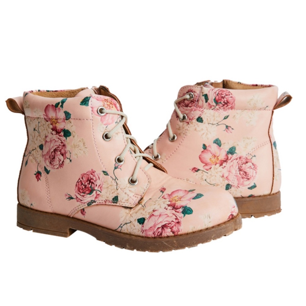 Pink Shabby Chic Floral Boots Like New